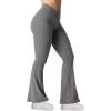 imageYEOREO Kalie Flare Scrunch Leggings for Women V Cross Waist Bell Bottom Yoga Pants Tummy Control Bootcut Workout LeggingsGrey