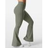 imageYEOREO Kalie Flare Scrunch Leggings for Women V Cross Waist Bell Bottom Yoga Pants Tummy Control Bootcut Workout LeggingsGrey Green