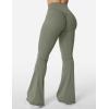 imageYEOREO Kalie Flare Scrunch Leggings for Women V Cross Waist Bell Bottom Yoga Pants Tummy Control Bootcut Workout LeggingsGrey Green
