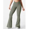imageYEOREO Kalie Flare Scrunch Leggings for Women V Cross Waist Bell Bottom Yoga Pants Tummy Control Bootcut Workout LeggingsGrey Green