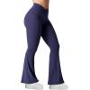 imageYEOREO Kalie Flare Scrunch Leggings for Women V Cross Waist Bell Bottom Yoga Pants Tummy Control Bootcut Workout LeggingsNavy