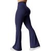 imageYEOREO Kalie Flare Scrunch Leggings for Women V Cross Waist Bell Bottom Yoga Pants Tummy Control Bootcut Workout LeggingsNavy