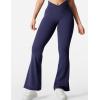 imageYEOREO Kalie Flare Scrunch Leggings for Women V Cross Waist Bell Bottom Yoga Pants Tummy Control Bootcut Workout LeggingsNavy