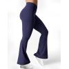 imageYEOREO Kalie Flare Scrunch Leggings for Women V Cross Waist Bell Bottom Yoga Pants Tummy Control Bootcut Workout LeggingsNavy