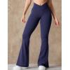 imageYEOREO Kalie Flare Scrunch Leggings for Women V Cross Waist Bell Bottom Yoga Pants Tummy Control Bootcut Workout LeggingsNavy