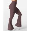 imageYEOREO Kalie Flare Scrunch Leggings for Women V Cross Waist Bell Bottom Yoga Pants Tummy Control Bootcut Workout LeggingsPlum Brown