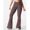 imageYEOREO Kalie Flare Scrunch Leggings for Women V Cross Waist Bell Bottom Yoga Pants Tummy Control Bootcut Workout LeggingsPlum Brown