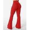 imageYEOREO Kalie Flare Scrunch Leggings for Women V Cross Waist Bell Bottom Yoga Pants Tummy Control Bootcut Workout LeggingsRed