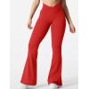 imageYEOREO Kalie Flare Scrunch Leggings for Women V Cross Waist Bell Bottom Yoga Pants Tummy Control Bootcut Workout LeggingsRed