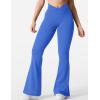 imageYEOREO Kalie Flare Scrunch Leggings for Women V Cross Waist Bell Bottom Yoga Pants Tummy Control Bootcut Workout LeggingsSapphire Blue