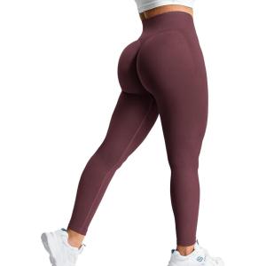 imageYEOREO Amplify Leggings for Women Seamless Scrunch Leggings Butt Lifting Gym High Waisted Athletic LeggingsDark Red