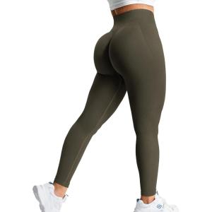 imageYEOREO Amplify Leggings for Women Seamless Scrunch Leggings Butt Lifting Gym High Waisted Athletic LeggingsLinen Brown