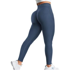imageYEOREO Amplify Leggings for Women Seamless Scrunch Leggings Butt Lifting Gym High Waisted Athletic LeggingsNavy Cyan Marl