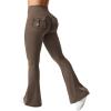 imageYEOREO CoreFlex Flare Leggings with Pockets for Women Scrunch Workout Leggings Butt Lifting Gym Yoga PantsCoffee