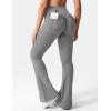imageYEOREO CoreFlex Flare Leggings with Pockets for Women Scrunch Workout Leggings Butt Lifting Gym Yoga PantsLight Grey