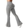 imageYEOREO CoreFlex Flare Leggings with Pockets for Women Scrunch Workout Leggings Butt Lifting Gym Yoga PantsLight Grey