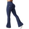 imageYEOREO CoreFlex Flare Leggings with Pockets for Women Scrunch Workout Leggings Butt Lifting Gym Yoga PantsNavy Blue