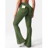 imageYEOREO CoreFlex Flare Leggings with Pockets for Women Scrunch Workout Leggings Butt Lifting Gym Yoga PantsOlive Green