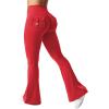 imageYEOREO CoreFlex Flare Leggings with Pockets for Women Scrunch Workout Leggings Butt Lifting Gym Yoga PantsRed