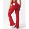 imageYEOREO CoreFlex Flare Leggings with Pockets for Women Scrunch Workout Leggings Butt Lifting Gym Yoga PantsRed