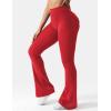 imageYEOREO CoreFlex Flare Leggings with Pockets for Women Scrunch Workout Leggings Butt Lifting Gym Yoga PantsRed