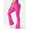 imageYEOREO CoreFlex Flare Leggings with Pockets for Women Scrunch Workout Leggings Butt Lifting Gym Yoga PantsRose Red