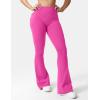 imageYEOREO CoreFlex Flare Leggings with Pockets for Women Scrunch Workout Leggings Butt Lifting Gym Yoga PantsRose Red