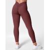 imageYEOREO Gym Leggings for Women V Back Workout Leggings Scrunch Butt Lifting Leggings for Women High Waist Yoga Pants DazeWine Red