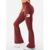 imageYEOREO Workout Flare Leggings with Pockets for Women Byenda Scrunch Butt Lifting Leggings Women No Front Seam Yoga PantsBurgundy