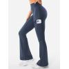 imageYEOREO Workout Flare Leggings with Pockets for Women Byenda Scrunch Butt Lifting Leggings Women No Front Seam Yoga PantsNavy Blue