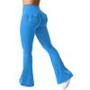 imageYEOREO CoreFlex Flare Leggings with Pockets for Women Scrunch Workout Leggings Butt Lifting Gym Yoga PantsBlue