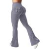 imageYEOREO CoreFlex Flare Leggings with Pockets for Women Scrunch Workout Leggings Butt Lifting Gym Yoga PantsBlue Gray