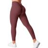 imageYEOREO Gym Leggings for Women V Back Workout Leggings Scrunch Butt Lifting Leggings for Women High Waist Yoga Pants DazeWine Red