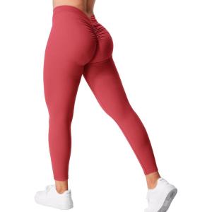 imageYEOREO Gym Leggings for Women V Back Workout Leggings Scrunch Butt Lifting Leggings for Women High Waist Yoga Pants DazeCherry