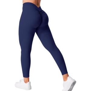 imageYEOREO Gym Leggings for Women V Back Workout Leggings Scrunch Butt Lifting Leggings for Women High Waist Yoga Pants DazeDeep Blue