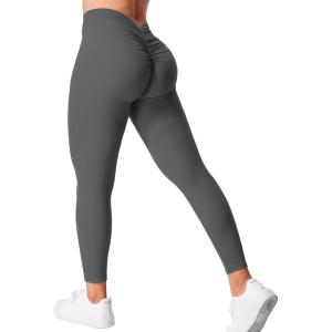 imageYEOREO Gym Leggings for Women V Back Workout Leggings Scrunch Butt Lifting Leggings for Women High Waist Yoga Pants DazeGrey