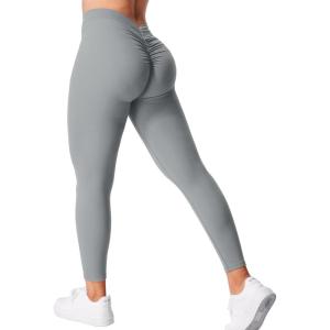 imageYEOREO Gym Leggings for Women V Back Workout Leggings Scrunch Butt Lifting Leggings for Women High Waist Yoga Pants DazeLight Gray