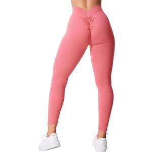 imageYEOREO Gym Leggings for Women V Back Workout Leggings Scrunch Butt Lifting Leggings for Women High Waist Yoga Pants DazeLight Pink