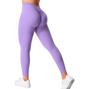 imageYEOREO Gym Leggings for Women V Back Workout Leggings Scrunch Butt Lifting Leggings for Women High Waist Yoga Pants DazeSmoke Purple