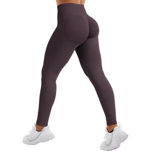 imageYEOREO SoftHue Hidden Scrunch Butt Workout Leggings for Women Seamless Mid Low Waist 25quot Impact Yoga Pants Tummy ControlDark Brown