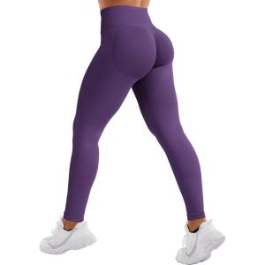imageYEOREO SoftHue Hidden Scrunch Butt Workout Leggings for Women Seamless Mid Low Waist 25quot Impact Yoga Pants Tummy ControlDeep Purple