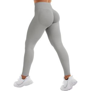 imageYEOREO SoftHue Hidden Scrunch Butt Workout Leggings for Women Seamless Mid Low Waist 25quot Impact Yoga Pants Tummy ControlLight Grey