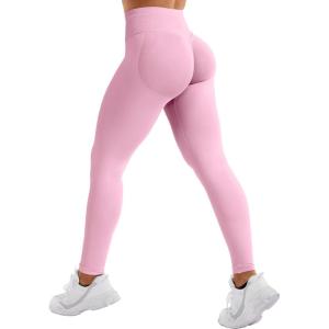 imageYEOREO SoftHue Hidden Scrunch Butt Workout Leggings for Women Seamless Mid Low Waist 25quot Impact Yoga Pants Tummy ControlPink