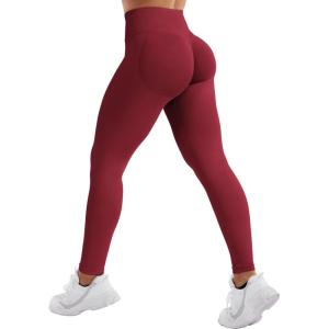 imageYEOREO SoftHue Hidden Scrunch Butt Workout Leggings for Women Seamless Mid Low Waist 25quot Impact Yoga Pants Tummy ControlScarlett Red