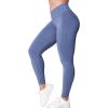 imageYEOREO V Waist Workout Leggings for Women Amplify Butt Lifting Scrunch Gym Leggings Seamless Yoga PantsLight Blue