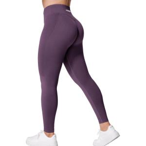 imageYEOREO V Waist Workout Leggings for Women Amplify Butt Lifting Scrunch Gym Leggings Seamless Yoga PantsBlack Purple