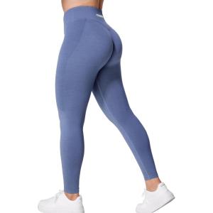 imageYEOREO V Waist Workout Leggings for Women Amplify Butt Lifting Scrunch Gym Leggings Seamless Yoga PantsLight Blue