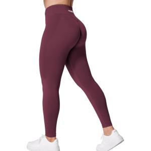 imageYEOREO V Waist Workout Leggings for Women Amplify Butt Lifting Scrunch Gym Leggings Seamless Yoga PantsWine