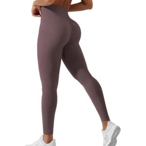imageYEOREO Women Workout Leggings Seamless High Waisted Solid Yoga PantsMarl Caramel