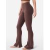 imageYEOREO Flare Split Hem Leggings for Women Tummy Control Workout Leggings Nasreen Hidden Scrunch Bootcut Gym Yoga PantsBrown
